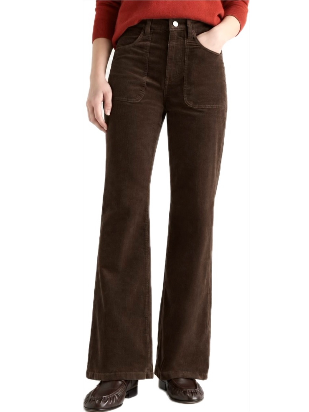 Quince Organic Stretch Corduroy Flare Pants Size 0 Espresso